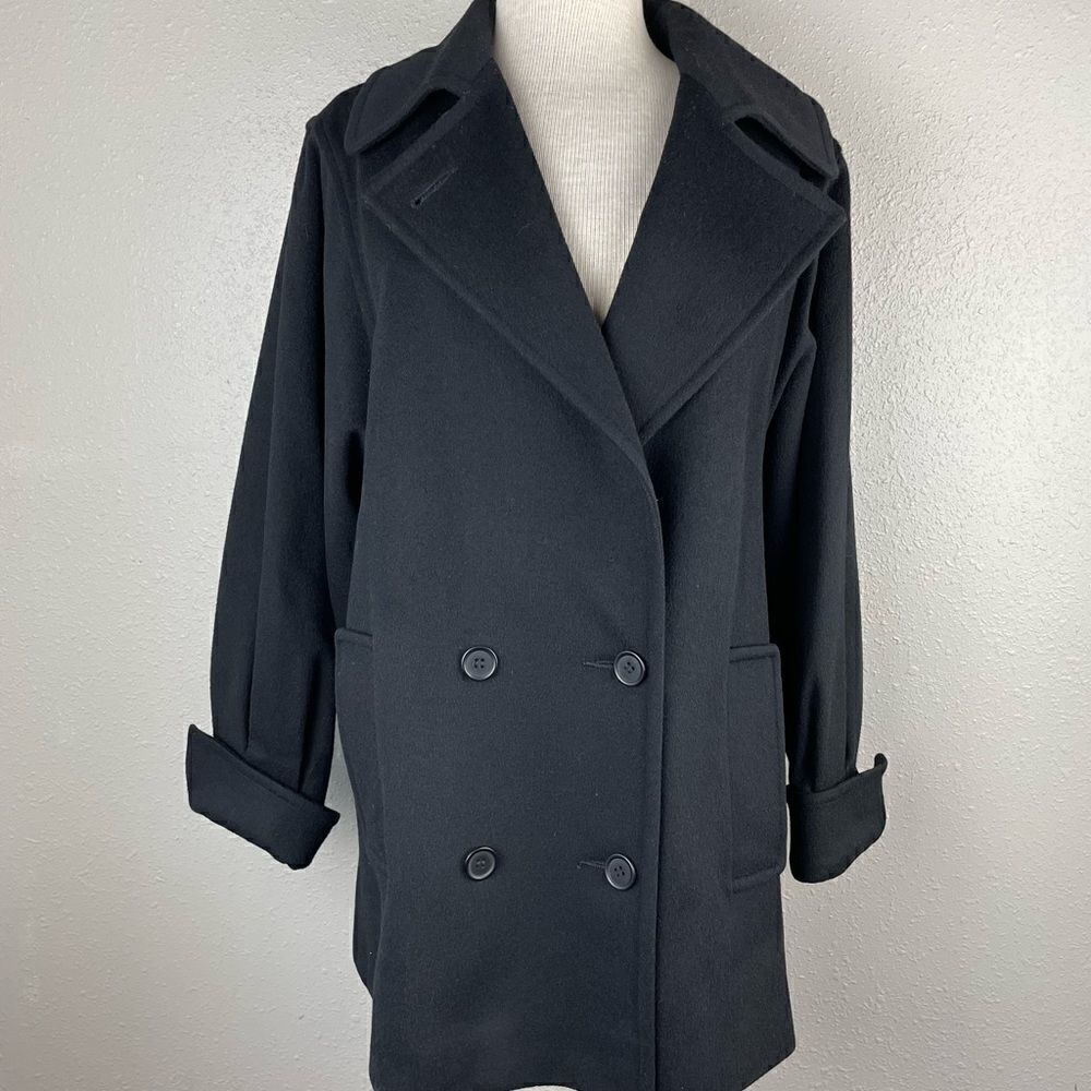 Vintage Gemini Double Breasted Black Wool Peacoat EUC